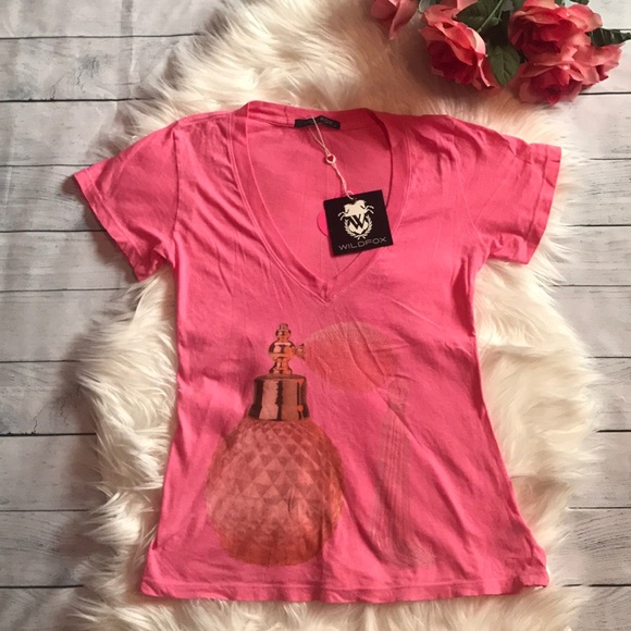 Wildfox Tops - ❗️DONATING ❗️NWT Wildfox  Graphic Pink V-Neck Tee